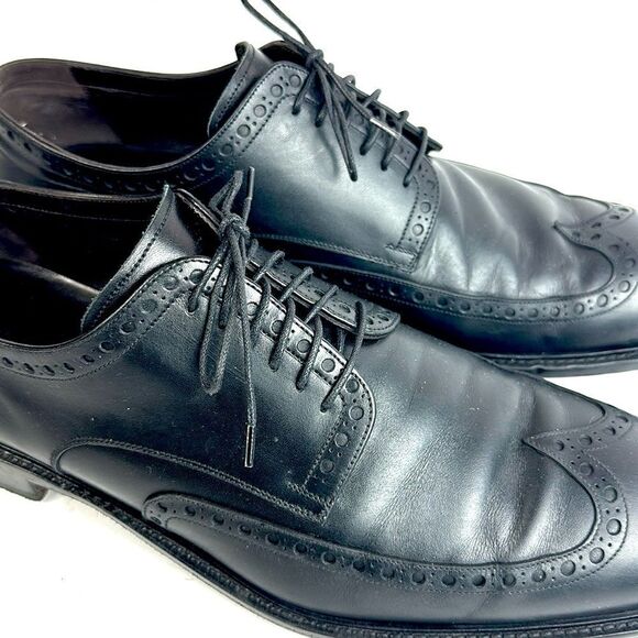 Bruno Magli "Radical" Men's Black Leather Wingtip Italy Dress Shoe Oxfords US 13 - Picture 5 of 13
